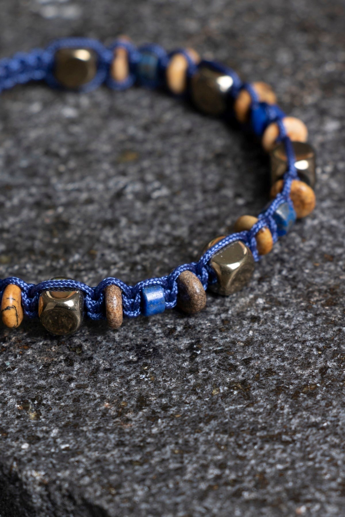 Jasper, Lapis Lazuli, Hematit Doğal Taş Makrome Bileklik (SK:364)