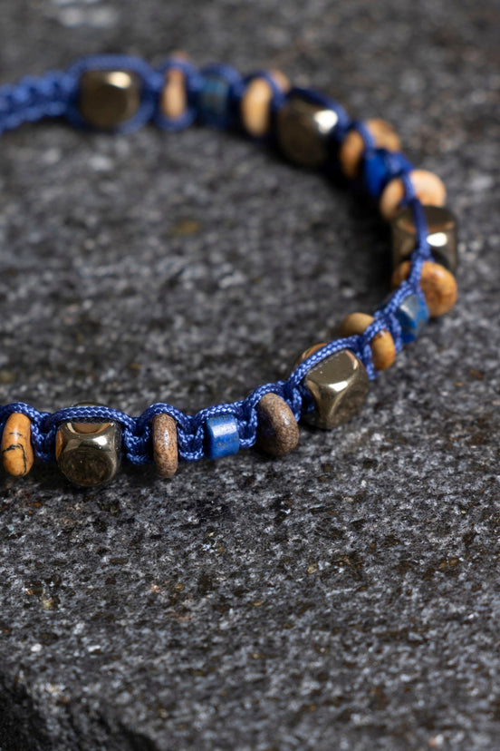 Jasper, Lapis Lazuli, Hematit Doğal Taş Makrome Bileklik (SK:364)