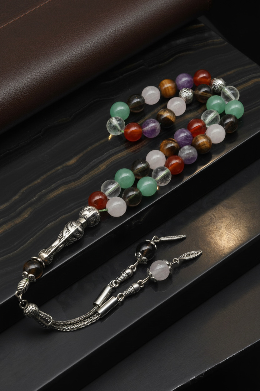 Çakra Doğal Taş Tesbih – 8 mm Küre Kesim