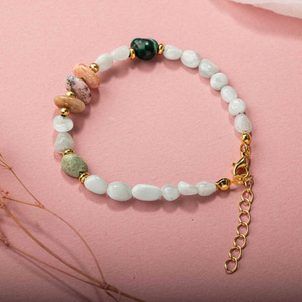 Pembe Opal-Krizokol-Larimar Doğal Taş Bileklik