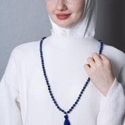 Lapis Lazuli Elmas Kesim Fasetli Doğal Taş Tesbih Kolye 99luk - 8mm (SK:287)