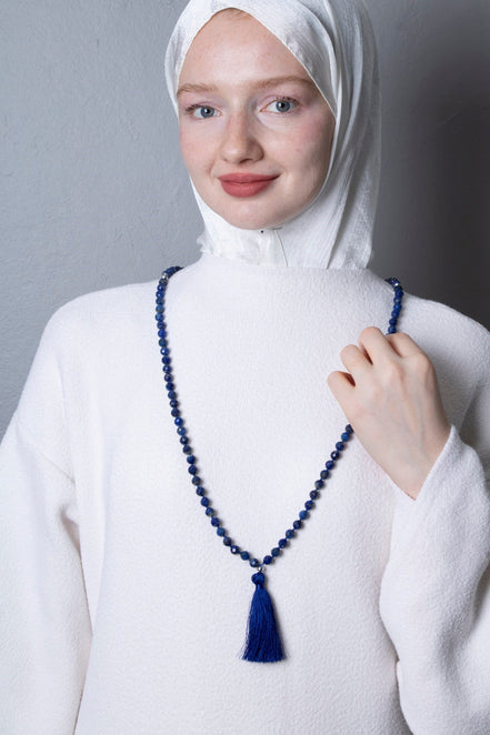 Lapis Lazuli Elmas Kesim Fasetli Doğal Taş Tesbih Kolye 99luk - 8mm (SK:287)