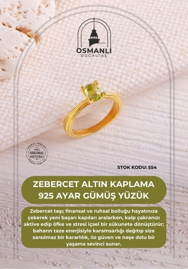 Zebercet Altın Kaplama 925 Ayar Gümüş Yüzük (SK:554)