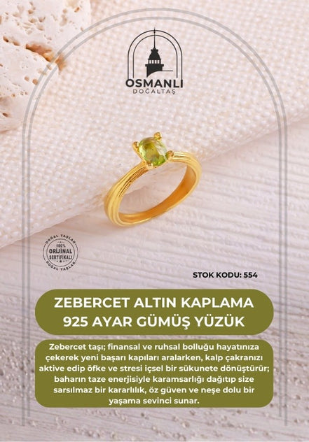 Zebercet Altın Kaplama 925 Ayar Gümüş Yüzük (SK:554)