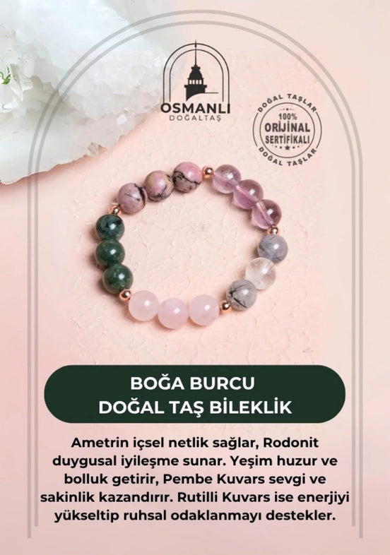Burç Doğal Taş Bileklik - Boğa Burcu