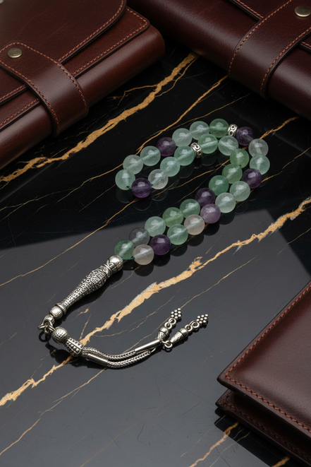 Florit Doğal Taş Tesbih – 8 mm Fasetli Küre Kesim