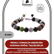 Renkli Turmalin 8mm Merdiven Kapama Doğal Taş Bileklik