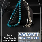 Mavi Apatit Doğal Taş Tesbih 33lük - 6mm
