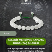 Selenit 8mm Merdiven Kapama Doğal Taş Bileklik