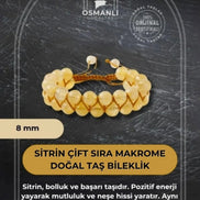 Sitrin 8mm Çift Sıra Makrome Doğal Taş Bileklik