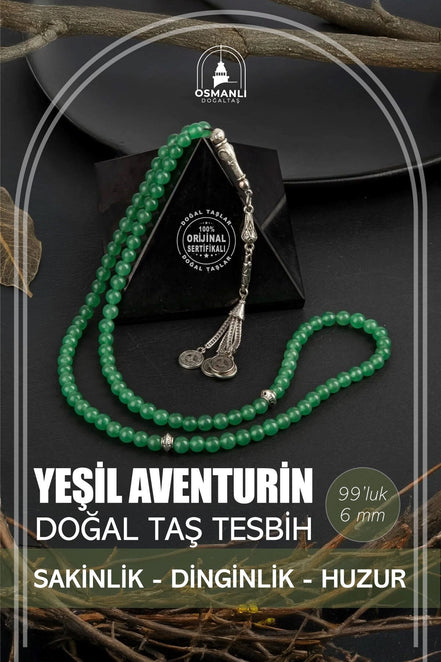 Yeşil Aventurin Doğal Taş Tesbih 99luk - 6mm
