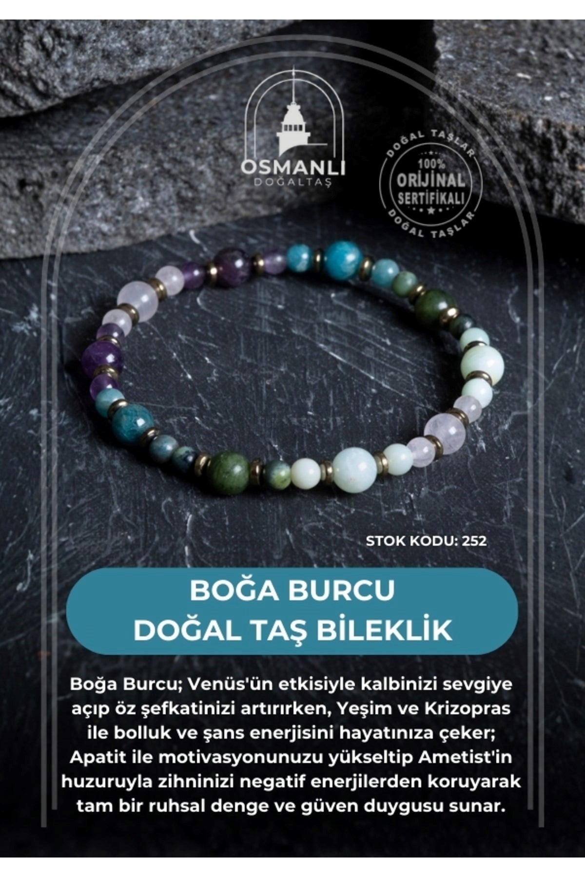 Boğa Burcu Doğal Taş Bileklik (SK:252)