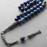 Lapis Lazuli Doğal Taş Tesbih – 925 Ayar Gümüş – 8 mm Küre Kesim