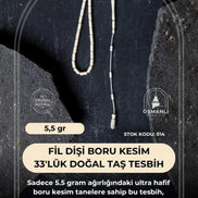 Fil Dişi Boru Kesim 33'lük Doğal Taş Tesbih