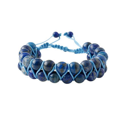 Lapis Lazuli 8mm Çift Sıra Makrome Doğal Taş Bileklik