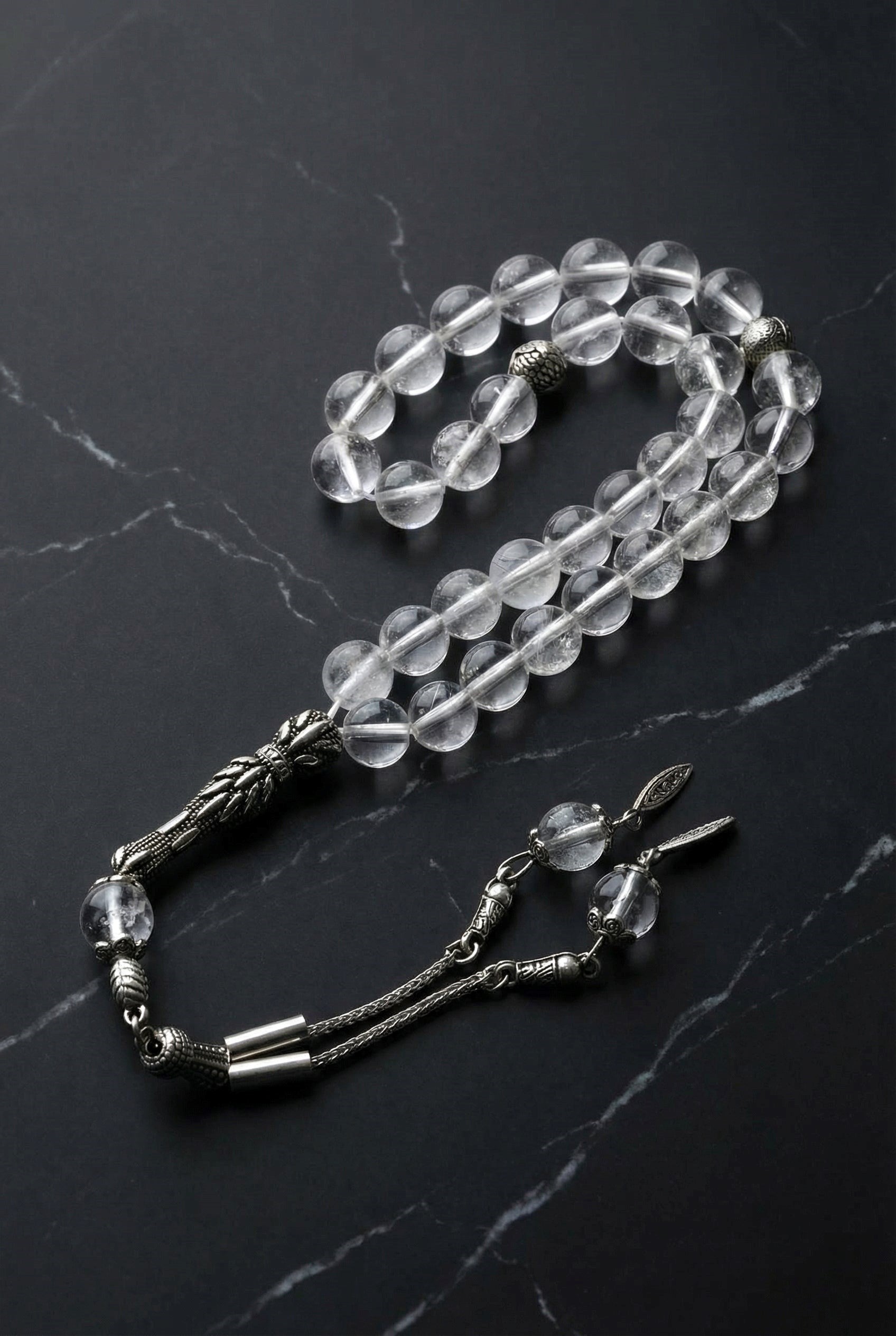 Kristal Kuvars Doğal Taş Tesbih – 8 mm Küre Kesim