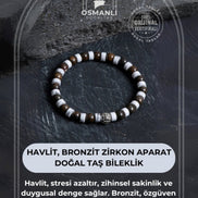 Sertifikalı Havlit, Bronzit Zirkon Aparat Doğal Taş Bileklik