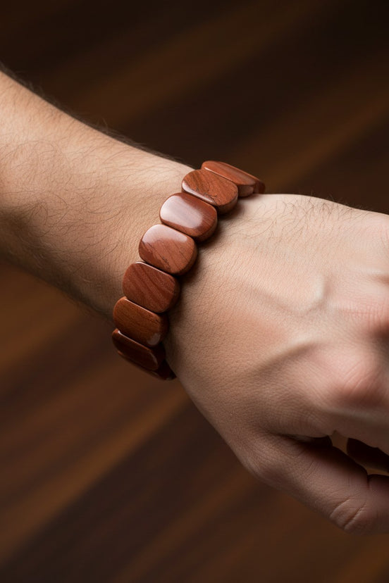 Jasper Geniş Kesim Doğal Taş Bileklik – Unisex Şık Tasarım (9 x 14 mm Özel Kesim)