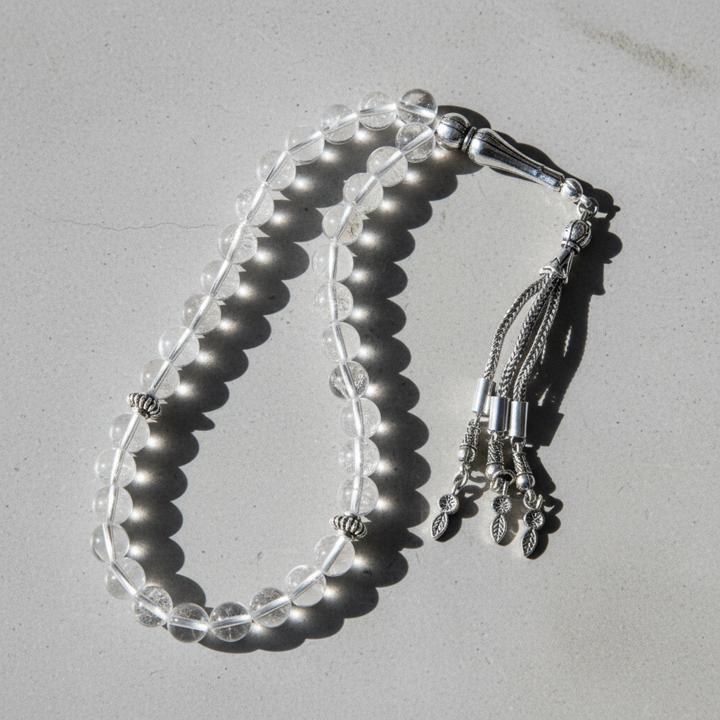 Kristal Kuvars Doğal Taş Tesbih – 33’lük / 8 mm