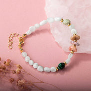Pembe Opal-Krizokol-Larimar Doğal Taş Bileklik