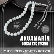 Akuamarin Doğal Taş Tesbih 33lük - 8mm