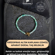 Sertifikalı Krizopras Altın Kaplama Gümüş Aparat Doğal Taş Bileklik