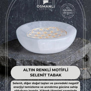 Altın Renkli Motifli Selenit Tabak