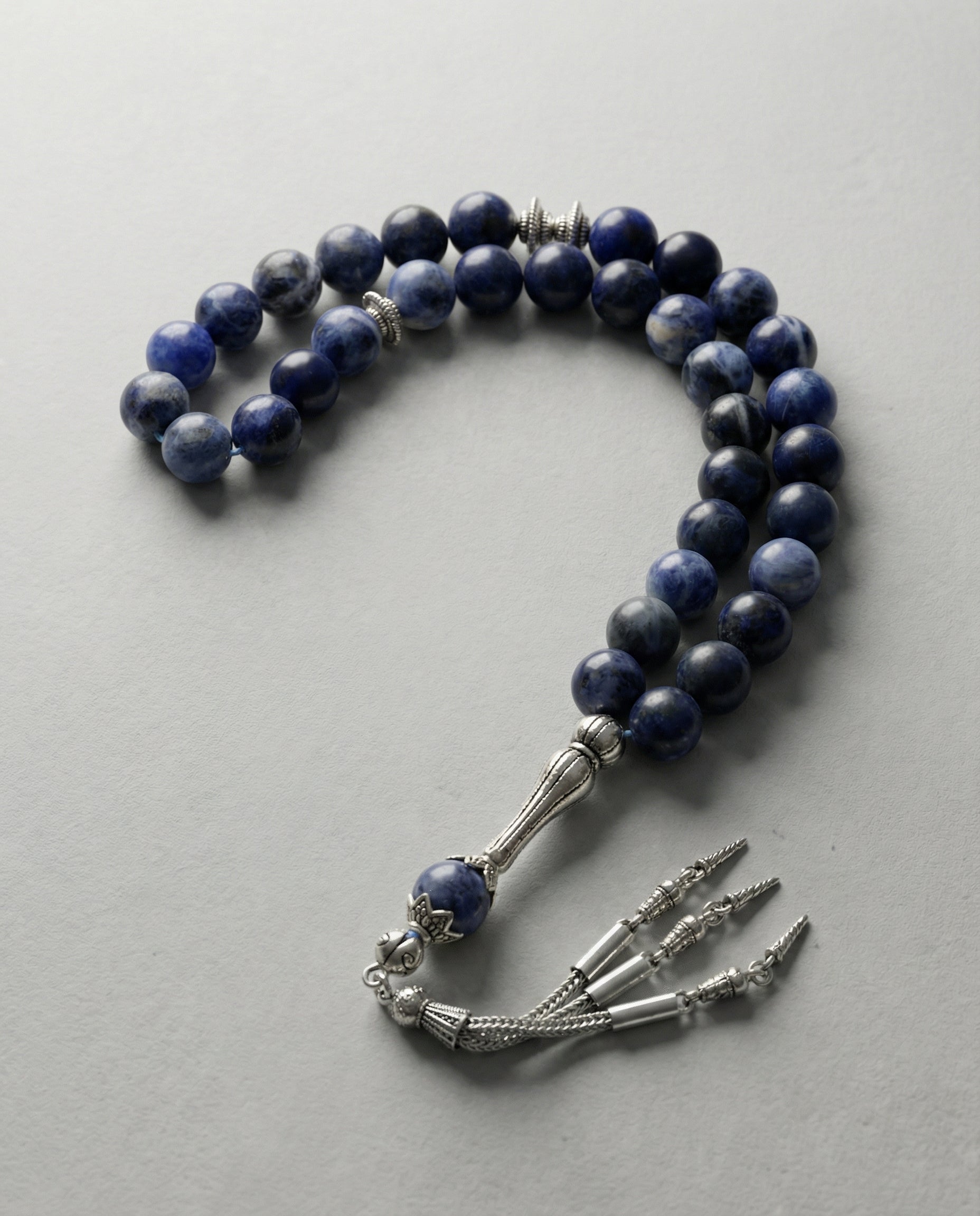 Sodalit Doğal Taş Tesbih – 10 mm Küre Kesim