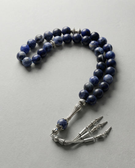 Sodalit Doğal Taş Tesbih – 10 mm Küre Kesim