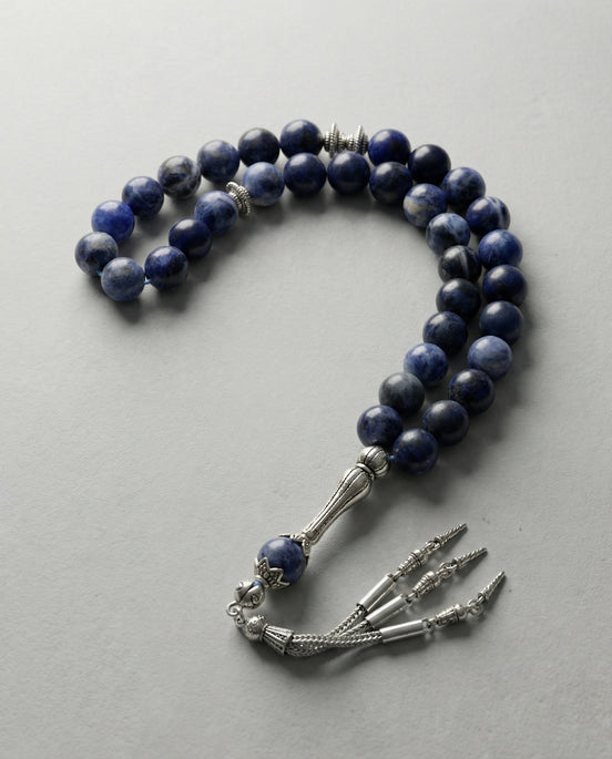 Sodalit Doğal Taş Tesbih – 10 mm Küre Kesim