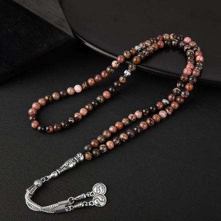 Rodonit Doğal Taş Tesbih 99luk - 6mm