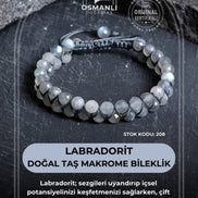 Sertifikalı Labradorit Çift Sıra Doğal Taş Makrome Bileklik (SK:208)