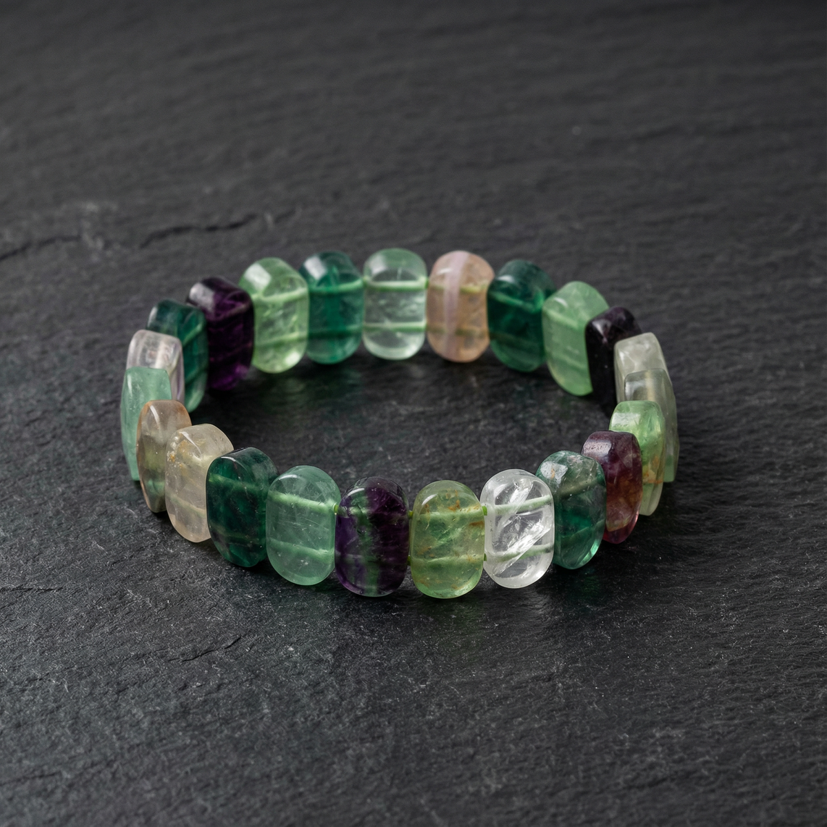 Florit Doğal Taş Geniş Kesim Bileklik (Rolex Stil)