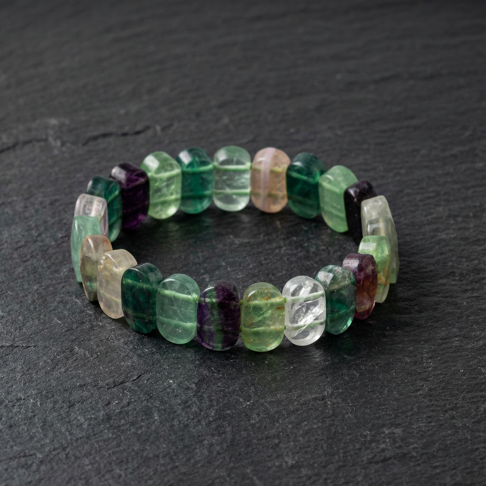 Florit Doğal Taş Geniş Kesim Bileklik (Rolex Stil)