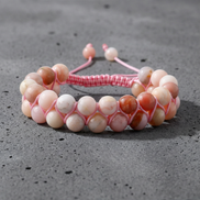 Opal Pembe 8mm Çift Sıra Makrome Doğal Taş Bileklik