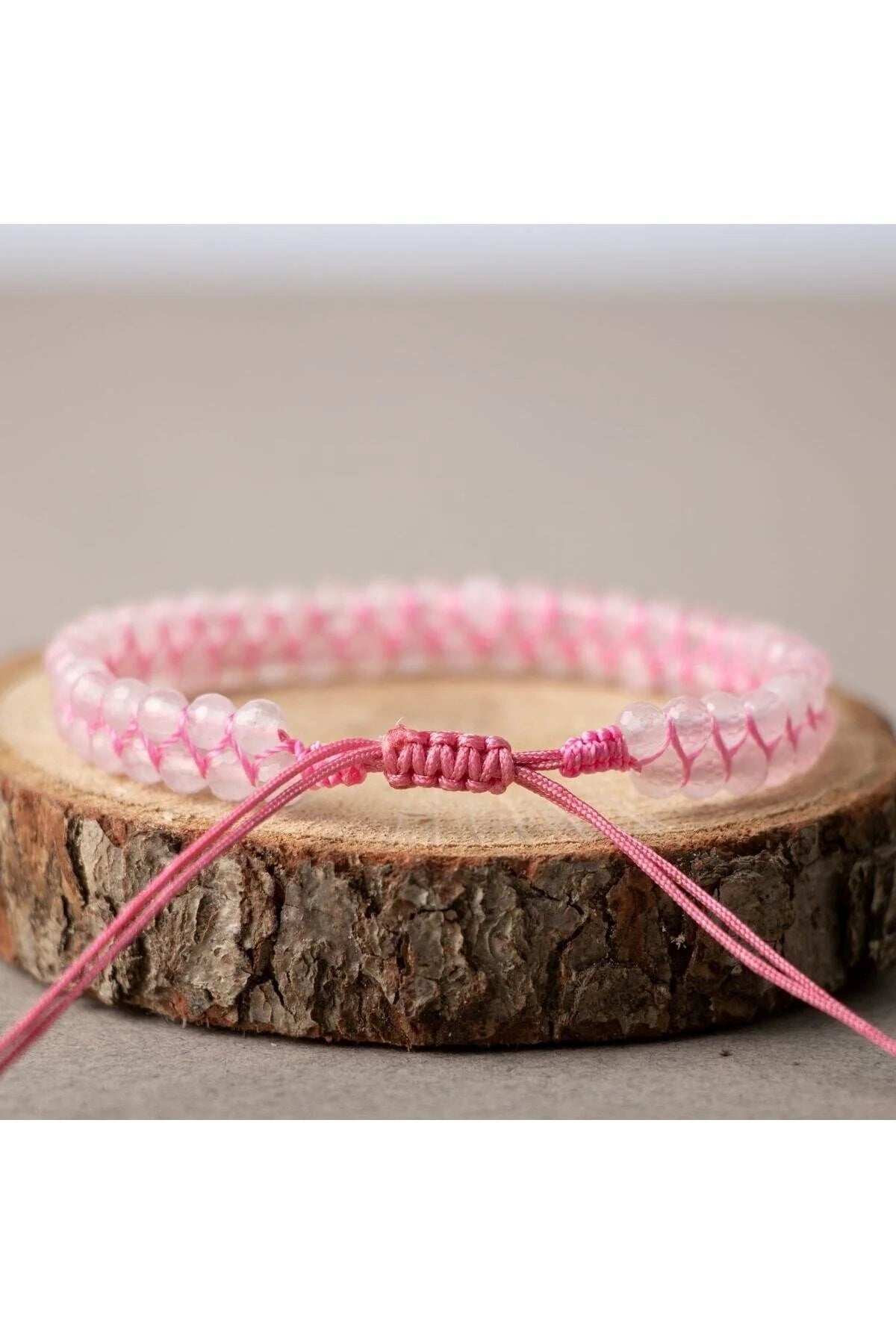 Pembe Kuvars (Gül Kuvars) 3-4mm Çift Sıra Doğal Taş Bileklik