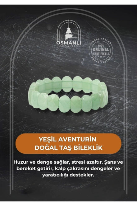 Yeşil Aventurin Doğal Taş Geniş Kesim Bileklik