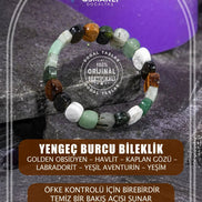 Yengeç Burcu Bileklik Golden Obsidyen, Havlit, Kaplan Gözü, Labradorit, Yeşil Aventurin, Yeşim