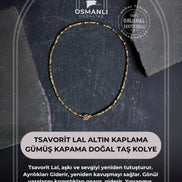 Tsavorit Lal Altın Kaplama Gümüş Kapama Doğal Taş Kolye