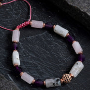 Ametist, Ay Taşı ve Pembe Kuvars Doğal Taş Bileklik – Unisex Şık Tasarım