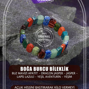 Boğa Burcu Bileklik Buz Mavizi Apatit, Dragon Jasper, Jasper, Lapis Lazuli, Yeşil Aventurin, Yeşim