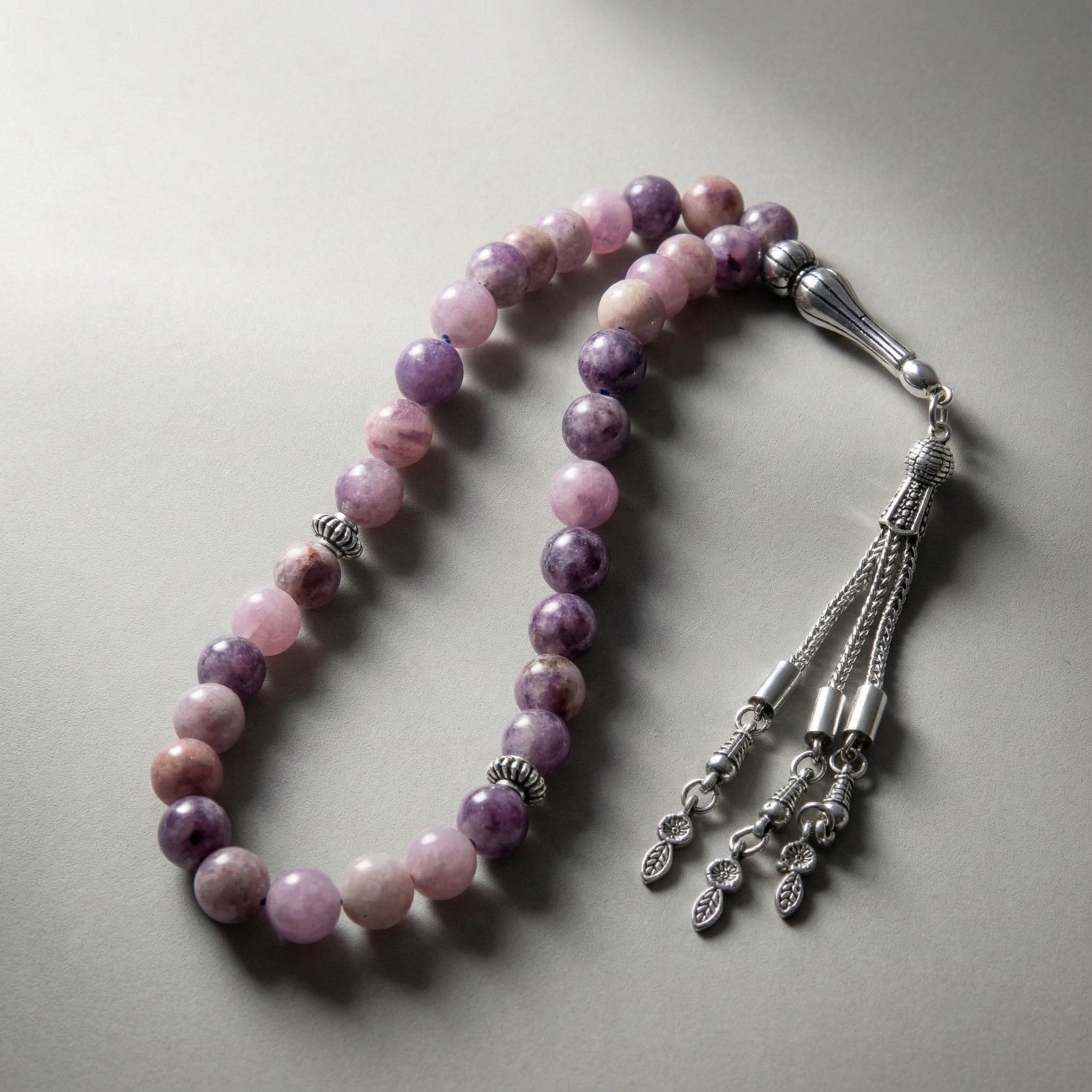 Lepidolit Doğal Taş Tesbih – 33’lük / 8 mm
