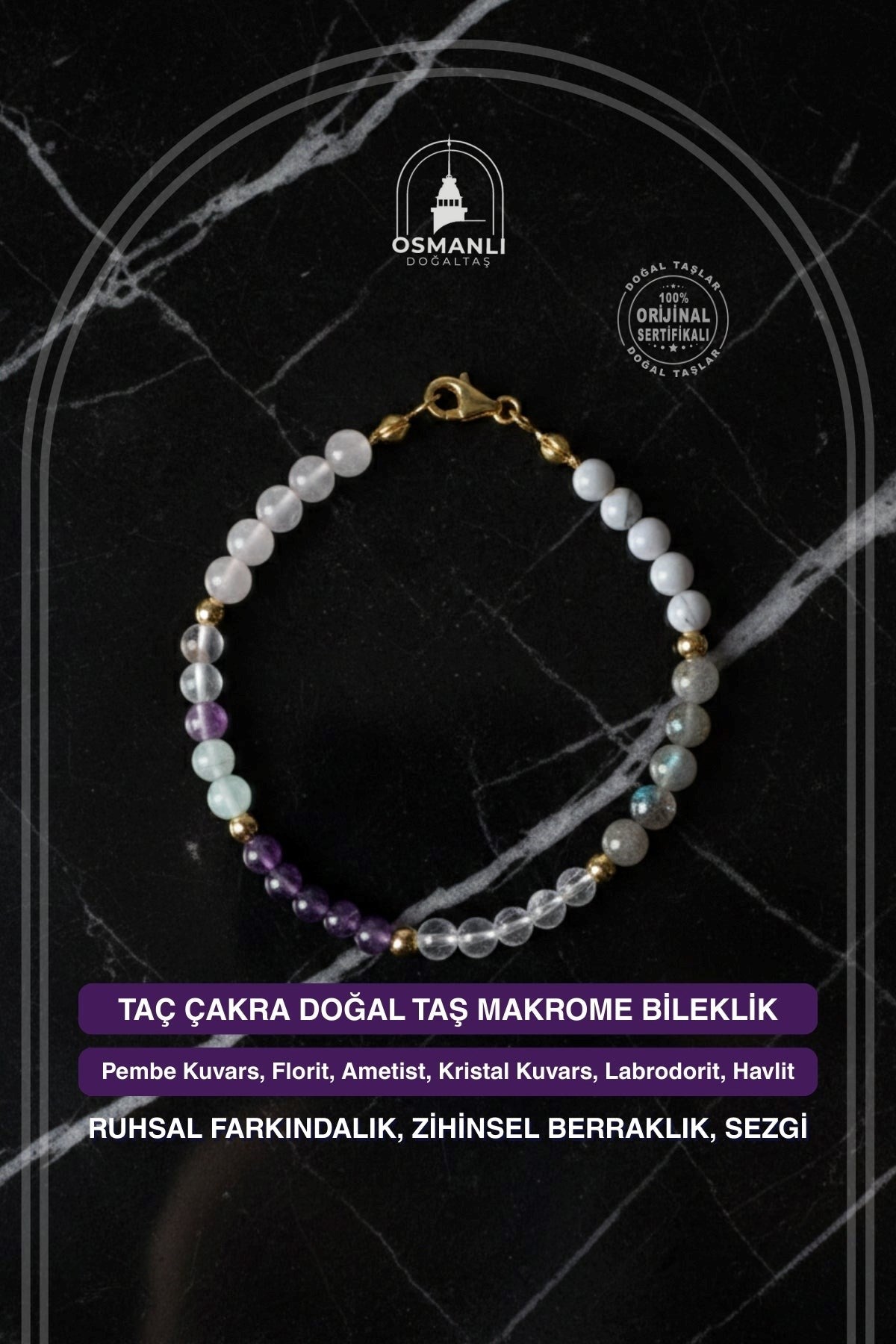 Taç Çakra Doğal Taş Bileklik 4mm