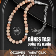 Güneş Taşı Doğal Taş Tesbih 33lük - 8mm