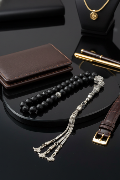 Mat Oniks Doğal Taş Tesbih – 8 mm Fasetli Küre Kesim