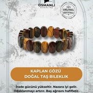 Kaplan Gözü Doğal Taş Geniş Kesim Bileklik