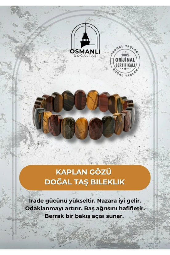 Kaplan Gözü Doğal Taş Geniş Kesim Bileklik