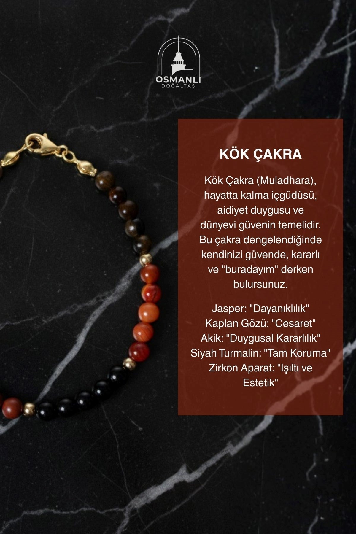 Kök Çakra Doğal Taş Bileklik