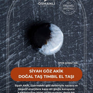Sertifikalı Siyah Göz Akik Doğal Taş Tımbıl El Taşı (SK:144)