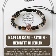 Erkek Bilekliği Kaplan Gözü-Sitrin-Hematit Doğal Taş Erkek Zirkon Bileklik